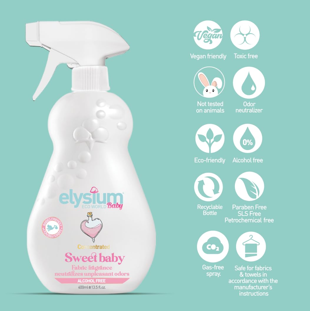 Baby Fabric Spray Freshener and Room Spray - Non Toxic Ingredients, Alcohol Free and Allergan Free Linen Spray for Bedding and Air Freshener – Long-Lasting Fragrance Refresher and Deodorizer Spray.