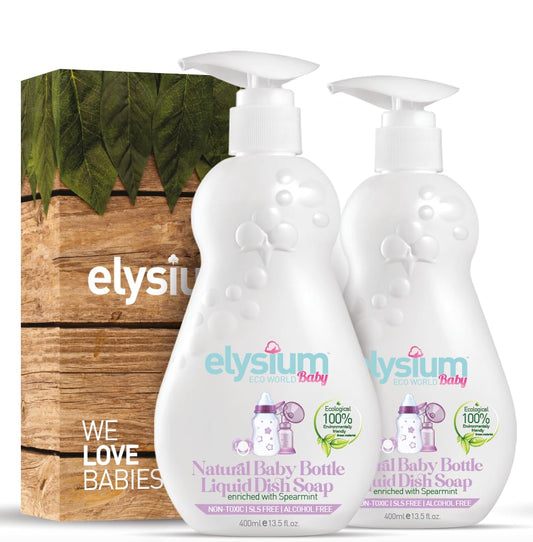 ELYSIUM ECO WORLD Premium Baby Bottle Cleaner Soap Superior Baby Bottle and Pacifier Liquid Dish Soap 13.5 Fl Oz. Non-Toxic Ingredients, Ecological Formula for effective cleaning, Pack of 2