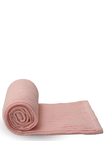 Crocheted Baby Blanket (100% cotton) - Cream/Pink
