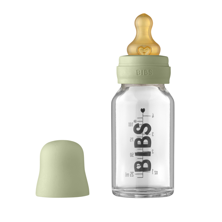 BIBS Green Glass Feeding Bottle | 110 ml