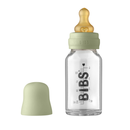 BIBS Green Glass Feeding Bottle | 110 ml