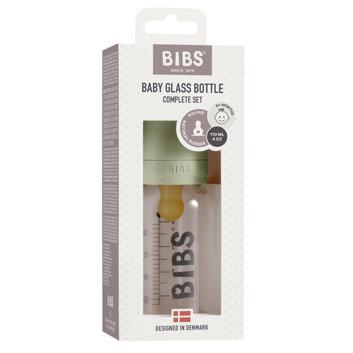 BIBS Green Glass Feeding Bottle | 110 ml