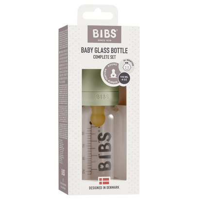 BIBS Green Glass Feeding Bottle | 110 ml