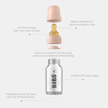 BIBS Pink Glass Feeding Bottle | 110 ml